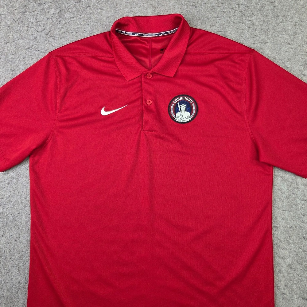 Nike MLB City Connect Cleveland Guardians Polo Shirt Mens S Red Short Sleeve